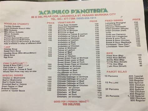 acapulco marikina|Menu at Acapulco Panciteria restaurant, Marikina, .